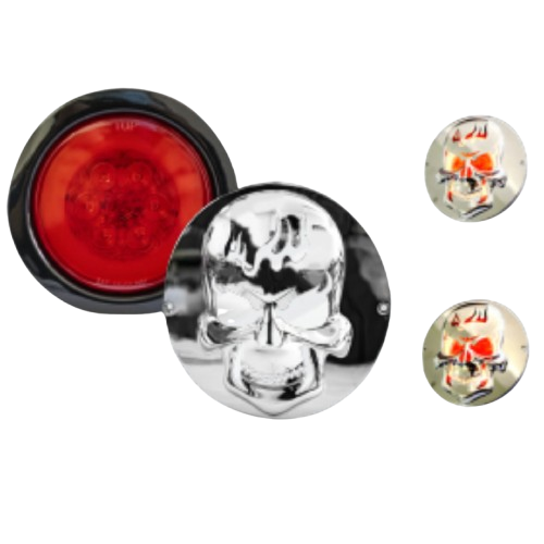 PLAFÓN LED REDONDO CON CALAVERA ROJO – LUZ ALTA, BAJA Y ESTROBO IOL-LPL-041