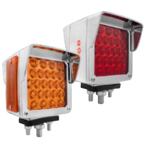 PLAFÓN LED CUADRADO DOBLE ROJO, ÁMBAR Y BLANCO – LUZ FIJA BAJA, ESTROBO ALTA Y SECUENCI…