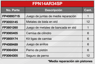 MEDIA REPARACIÓN CUMMINS N14 ESTÁNDAR STD SIN PISTONES